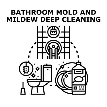 Bathroom intensive cleaning eliminating mold and mildew Stock Illustration
