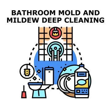 Bathroom intensive cleaning eliminating mold and mildew Stock Illustration