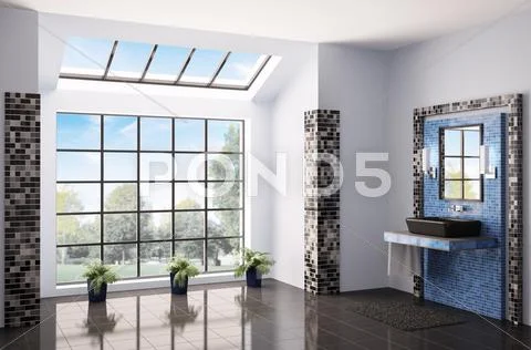 Bathroom interior 3d render Stock Illustration