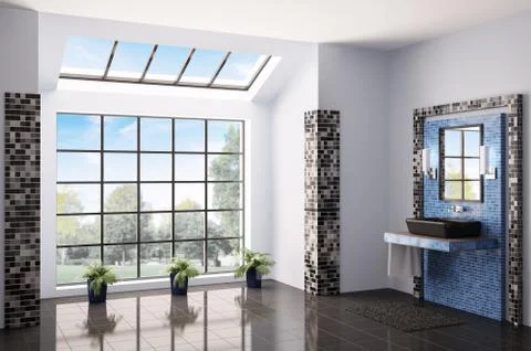 Bathroom interior 3d render Stock Illustration