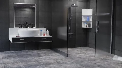 Bathroom Interior 3D Rendered illustration Background Stock Illustration