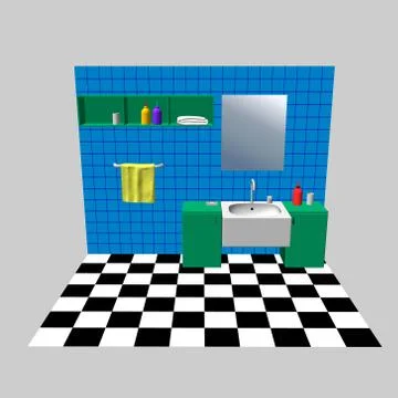Bathroom interior. 3d Vector illustration. Front view. 스톡 일러스트