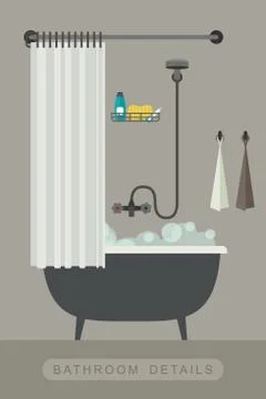 Bathroom interior with bath. Stock Illustration