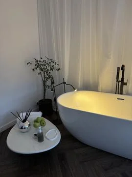 Bathroom interior with cozy lighting Stock Photos