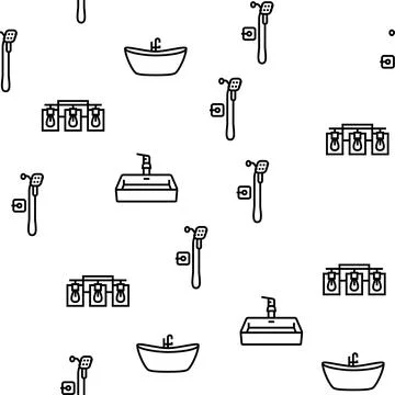 Bathroom interior home vector seamless pattern Stock Illustration