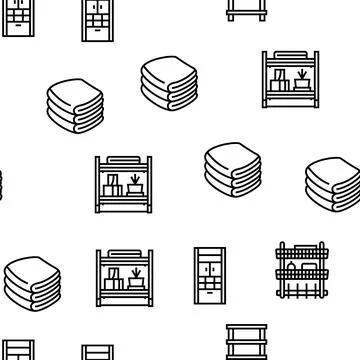 Bathroom interior home vector seamless pattern Stock Illustration