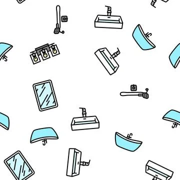Bathroom interior home vector seamless pattern Stock Illustration