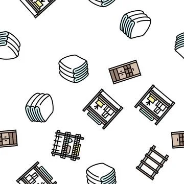 Bathroom interior home vector seamless pattern Stock Illustration