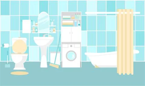 Bathroom interior illustration. Illustrazione stock