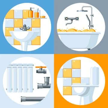 Bathroom interior. Plumbing background. Stock Illustration