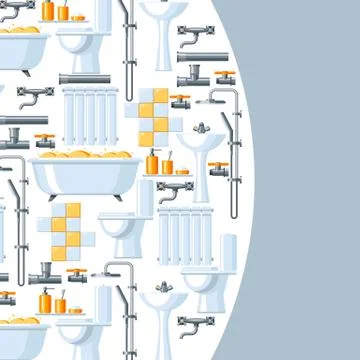 Bathroom interior. Plumbing background. Stock Illustration