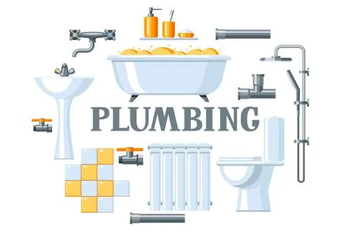 Bathroom interior. Plumbing background. Stock Illustration
