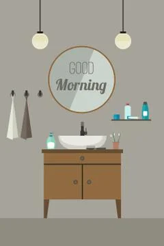 Bathroom interior with sink. Stock Illustration