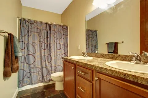 Bathroom interior in soft ivory Stock Photos