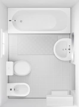 Bathroom interior top view, room design project Stock Illustration