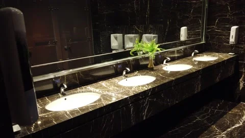 Bathroom Interior With White Sink And Faucet. Faucet In The Sink Stock Footage 147163565