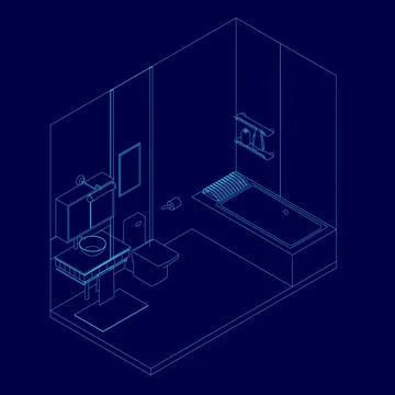 Bathroom Isometric contour Vector illustration Illustrazione stock