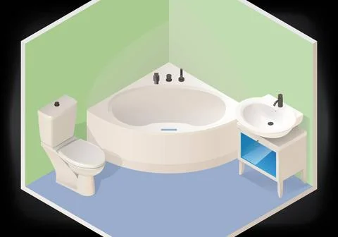 Bathroom isometric flat 3d vector Bathroom isometric flat vector 3d illust... Stock Photos