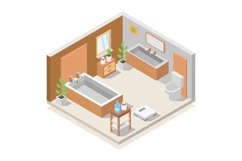 Bathroom isometric illustrated on background Stock Illustration