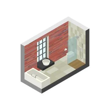 Bathroom in isometric view Stock Illustration