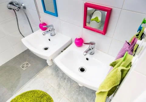 Bathroom in kindergarten Stock Photos