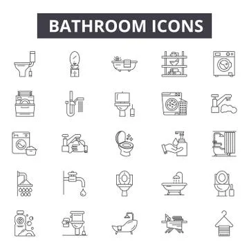 Bathroom line icons for web and mobile design. Editable stroke signs. Bathroom Illustrazione stock