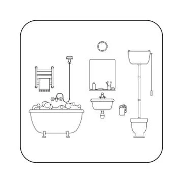 Bathroom line interior. Stock Illustration
