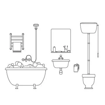 Bathroom line interior. Stock Illustration