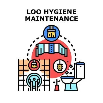 Bathroom loo hygiene maintaining procedure concept vector Illustrazione stock