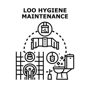 Bathroom loo hygiene maintaining procedure concept vector Illustrazione stock