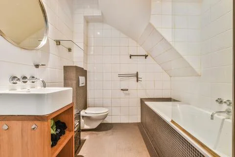 Bathroom with marble walls Stock Photos