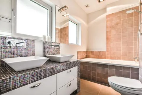 Bathroom with marble walls Stock Photos