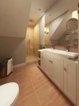 Bathroom Mediterranean design Stock Illustration