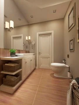 Bathroom Mediterranean design Stock Illustration