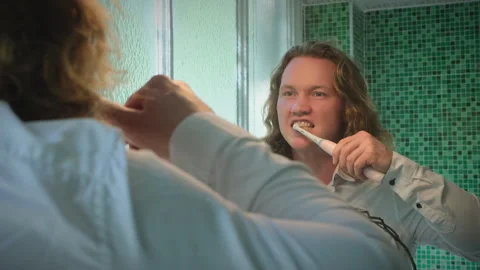 Bathroom mirror moments Stock Footage 295155878