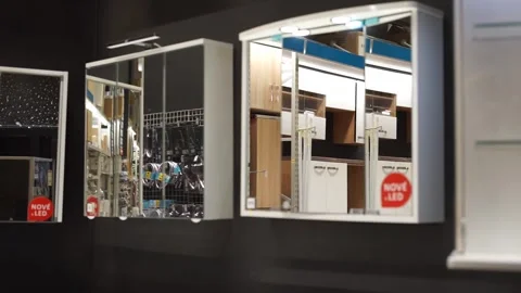 Bathroom mirrors in the store Stock Footage 260282287