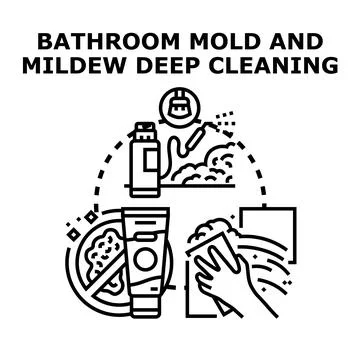 Bathroom mold and mildew deep cleaning concept Stock Illustration