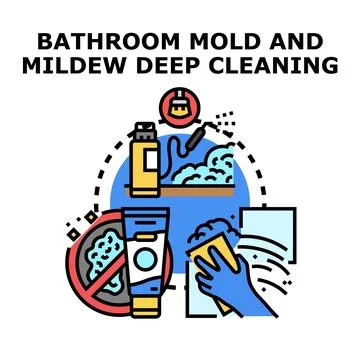 Bathroom mold and mildew deep cleaning concept Stock Illustration
