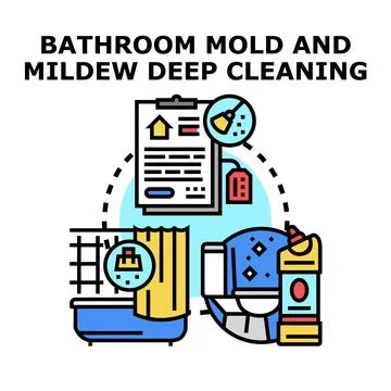 Bathroom mold and mildew deep cleaning concept illustration Stock Illustration