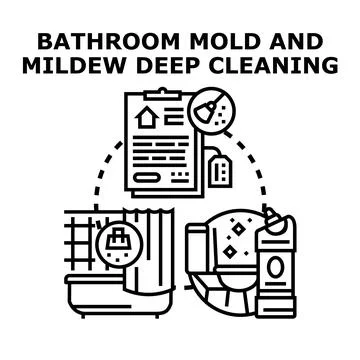 Bathroom mold and mildew deep cleaning concept illustration Stock Illustration