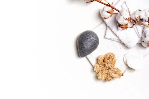 Bathroom natural accessories on a white background Stock Photos