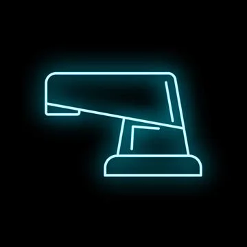 Bathroom or kitchen faucet glowing neon line icon Stock Illustration