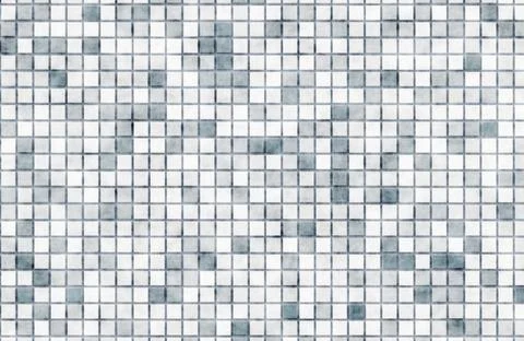 Bathroom or pool mosaic wall with small grey and white square tiles. Stock Illustration
