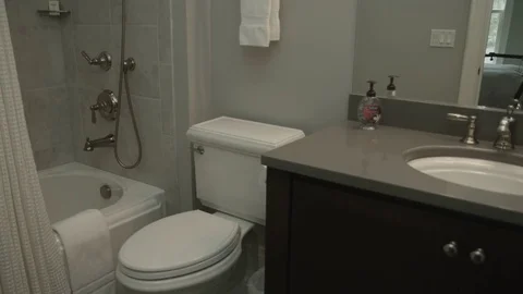 Bathroom pan from sink to shower Stock Footage 82975317