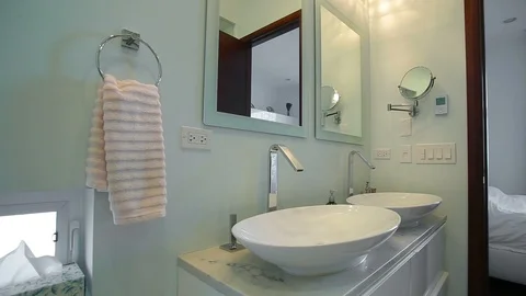 Bathroom range master bedroom. Modern bathroom in a new house Stock Footage 101856278
