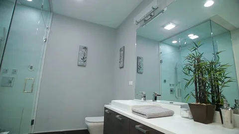Bathroom range master bedroom. Modern bathroom in a new house Stock Footage 101859487