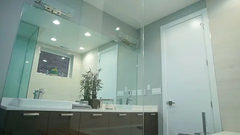 Bathroom range master bedroom. Modern bathroom in a new house Stock Footage 101859568