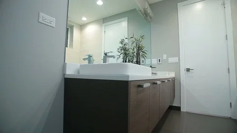 Bathroom range master bedroom. Modern bathroom in a new house Stock Footage 101859757