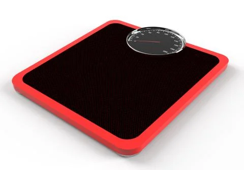 Bathroom red black weight scale sports car design on white. 3D illustration Stock Illustration