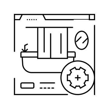 Bathroom remodeling line icon vector illustration Stock Illustration